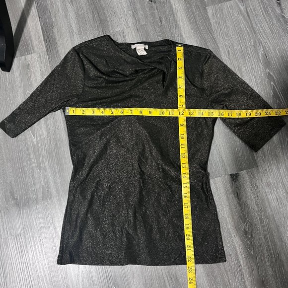 H&M Black with Gold Glitter Sparkling Blouse Size 6 - Picture 9 of 9